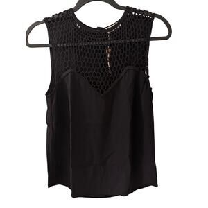 A.L.C. Sleeveless Black Silk Crochet Netted Tank, size 2 (Small)